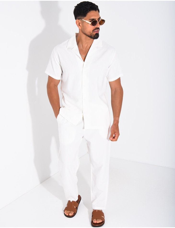 Ensemble pantalon et chemise effet chiné