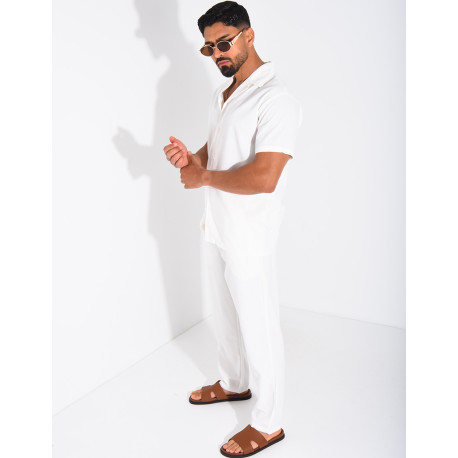 Ensemble pantalon et chemise effet chiné
