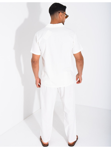 Ensemble pantalon et chemise effet chiné
