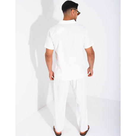 Ensemble pantalon et chemise effet chiné