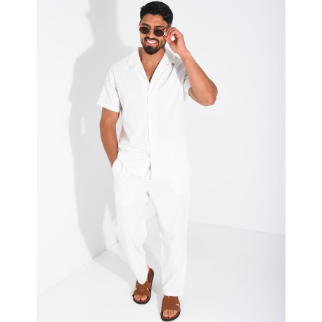 Ensemble pantalon et chemise effet chiné