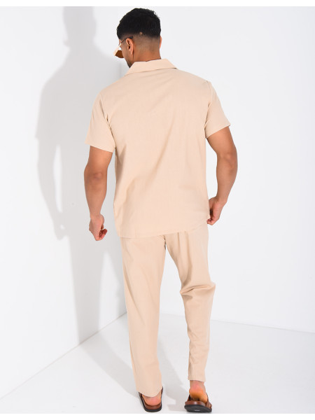 Ensemble pantalon et chemise effet chiné