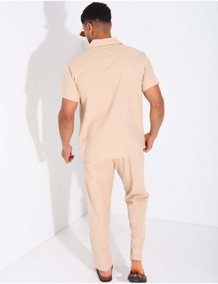 Ensemble pantalon et chemise effet chiné