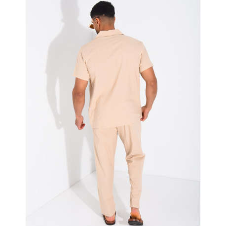 Ensemble pantalon et chemise effet chiné