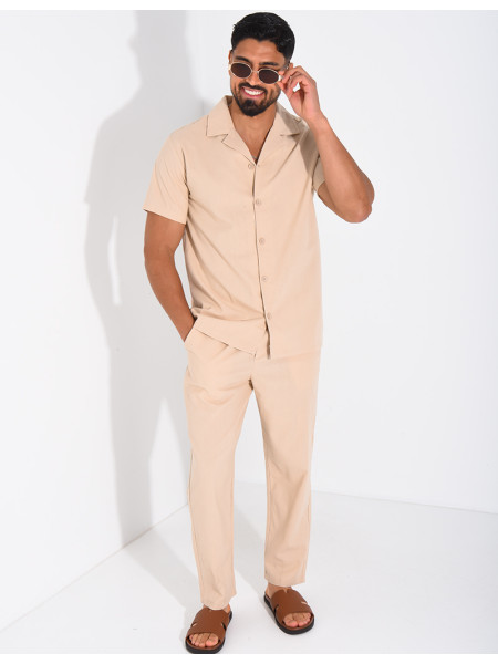 Ensemble pantalon et chemise effet chiné
