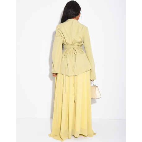 2-piece set comprising a fitted blouse and pleated voile skirt