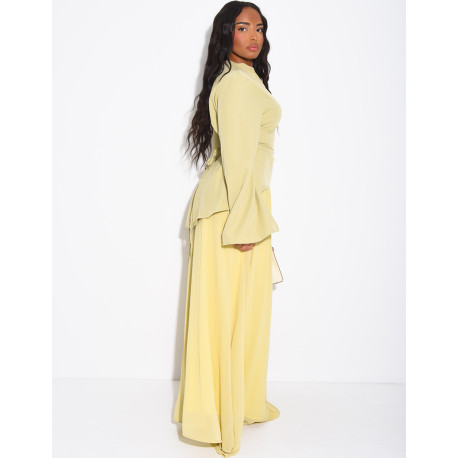 2-piece set comprising a fitted blouse and pleated voile skirt