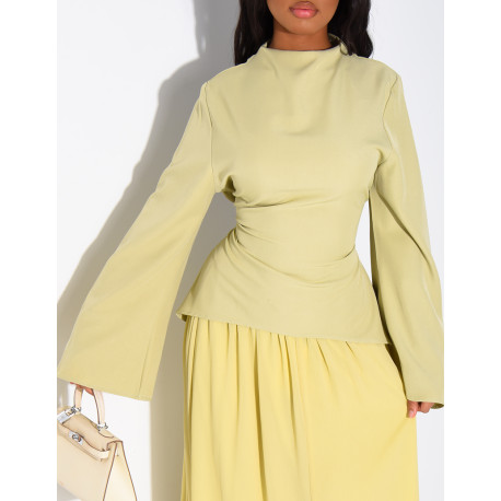 2-piece set comprising a fitted blouse and pleated voile skirt