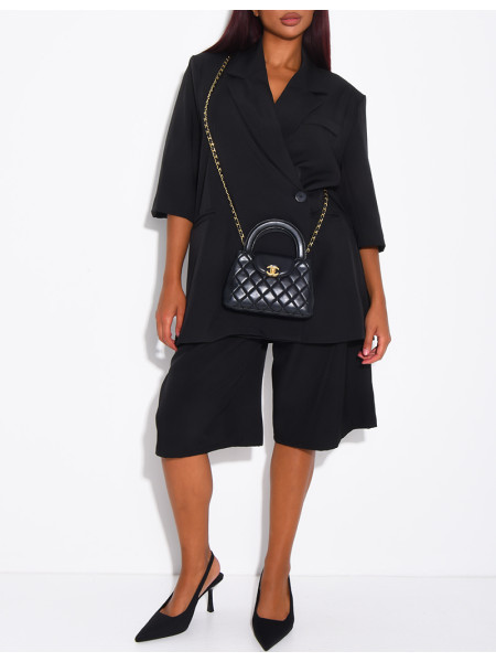 Ensemble blazer manches courtes et bermuda assorti