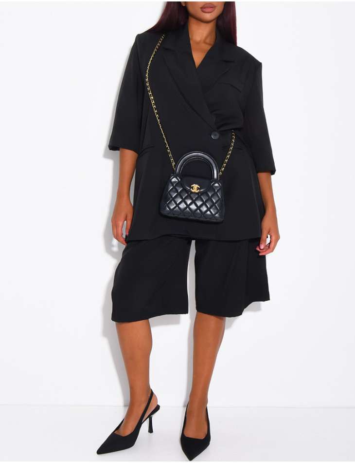 Ensemble blazer manches courtes et bermuda assorti