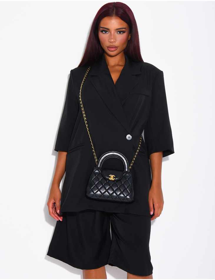 Ensemble blazer manches courtes et bermuda assorti