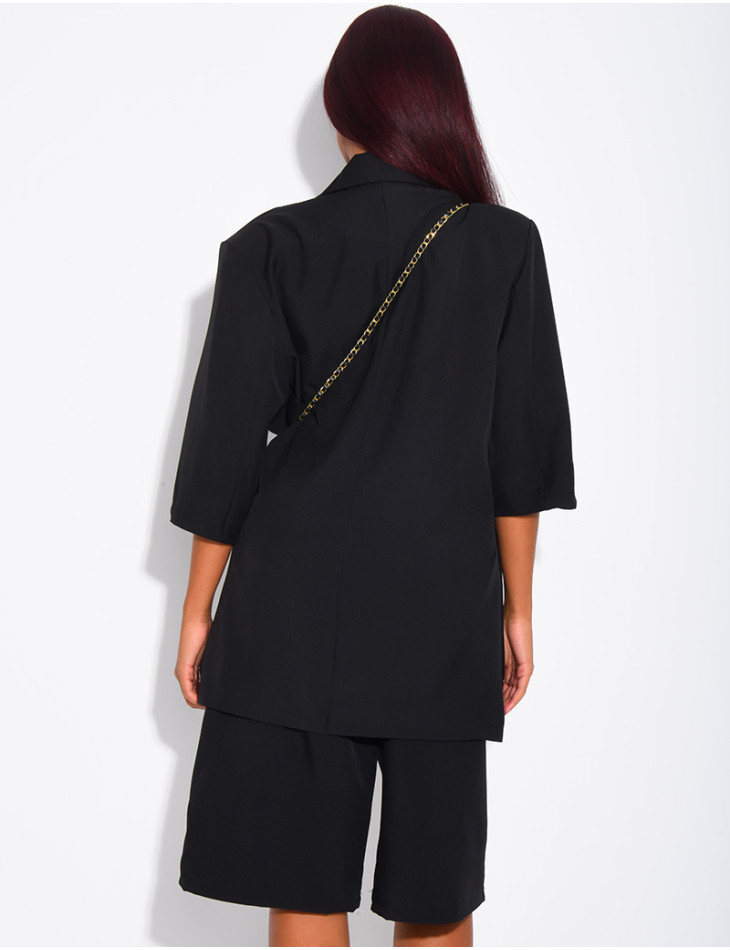 Ensemble blazer manches courtes et bermuda assorti