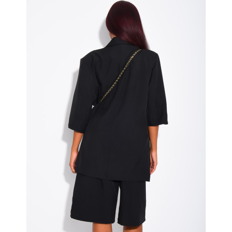 Ensemble blazer manches courtes et bermuda assorti