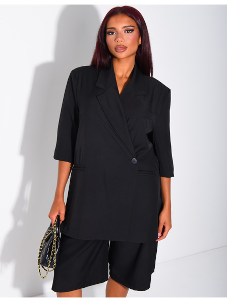 Ensemble blazer manches courtes et bermuda assorti