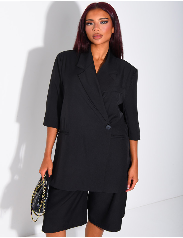 Ensemble blazer manches courtes et bermuda assorti
