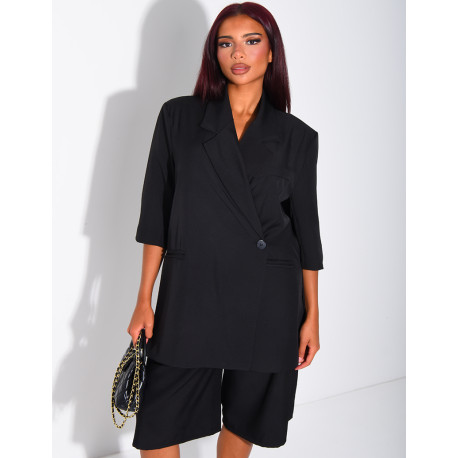 Ensemble blazer manches courtes et bermuda assorti