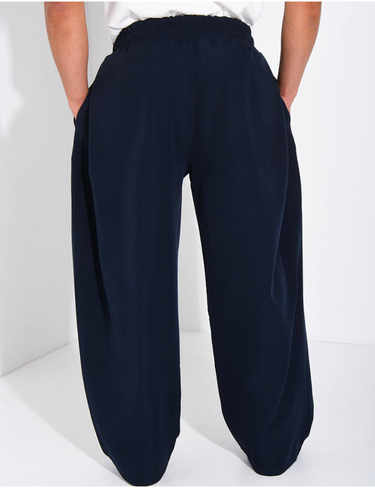 Pantalon large à taille élastique