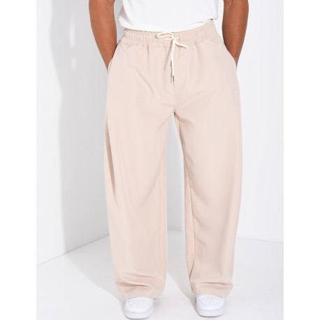 Pantalon large à taille élastique