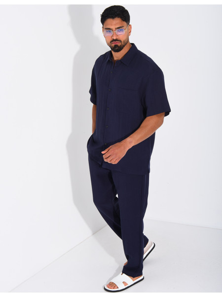 Ensemble fin pantalon et chemise manches courtes