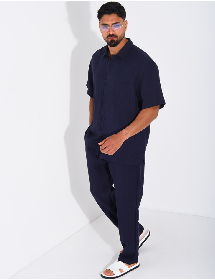 Ensemble fin pantalon et chemise manches courtes
