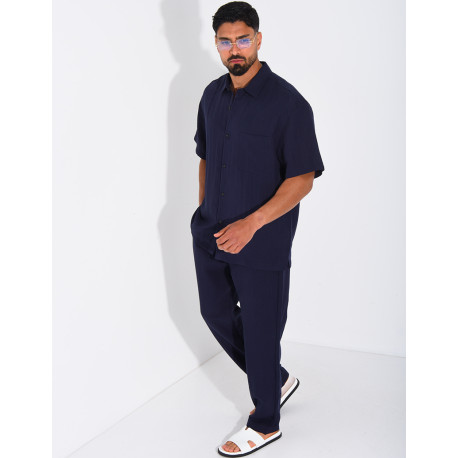 Ensemble fin pantalon et chemise manches courtes