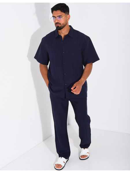 Ensemble fin pantalon et chemise manches courtes