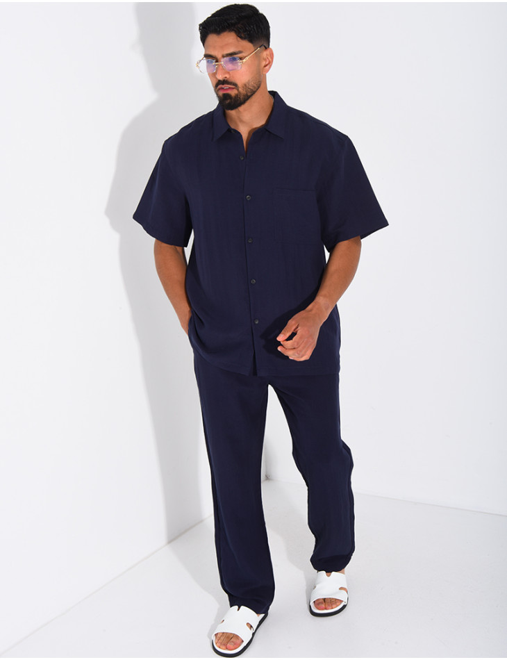 Ensemble fin pantalon et chemise manches courtes