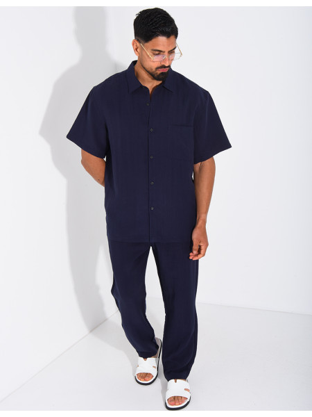 Ensemble fin pantalon et chemise manches courtes