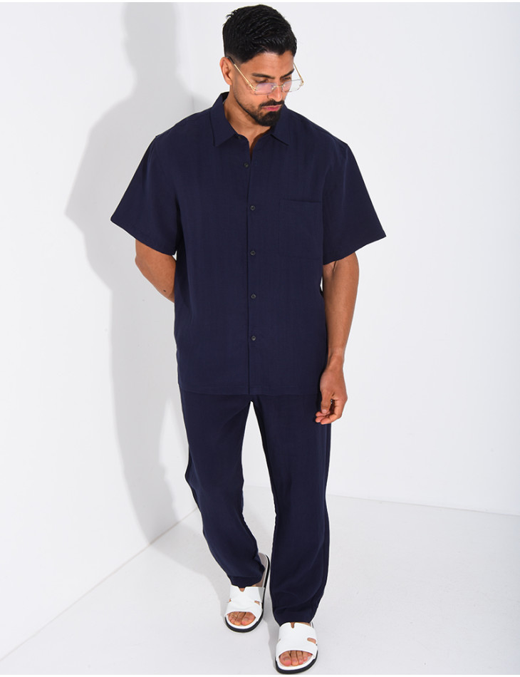 Ensemble fin pantalon et chemise manches courtes