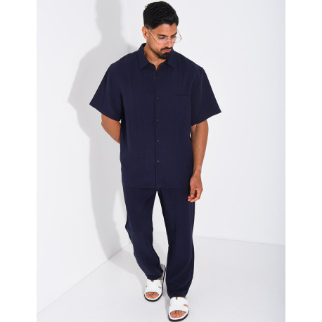 Ensemble fin pantalon et chemise manches courtes