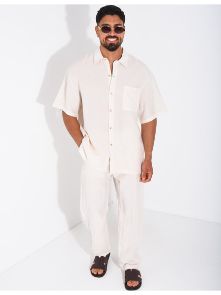 Ensemble fin pantalon et chemise manches courtes