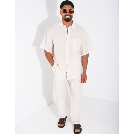 Ensemble fin pantalon et chemise manches courtes