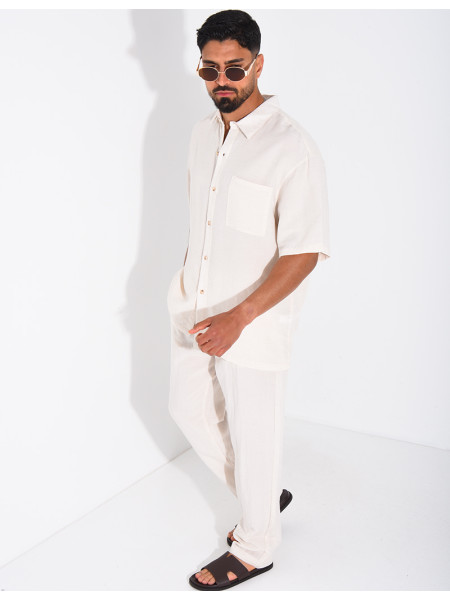 Ensemble fin pantalon et chemise manches courtes