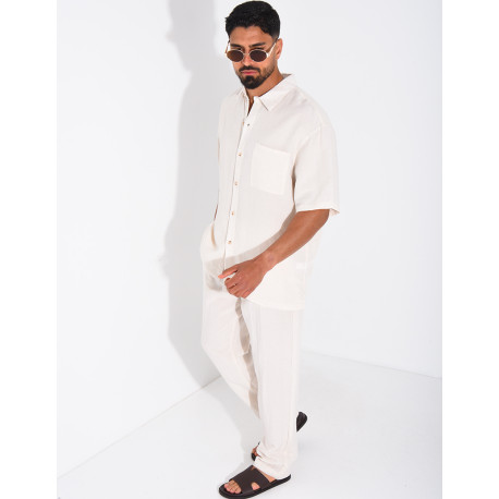 Ensemble fin pantalon et chemise manches courtes