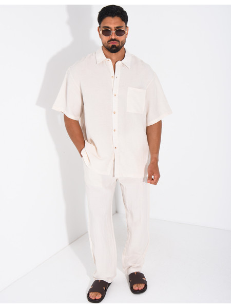Ensemble fin pantalon et chemise manches courtes