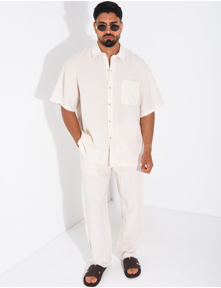 Ensemble fin pantalon et chemise manches courtes