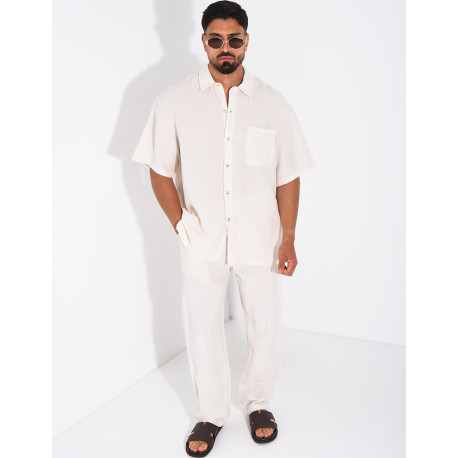 Ensemble fin pantalon et chemise manches courtes