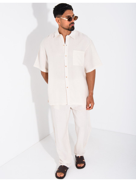 Ensemble fin pantalon et chemise manches courtes