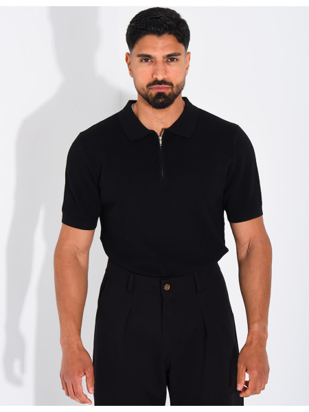 Polo texturé à zip
