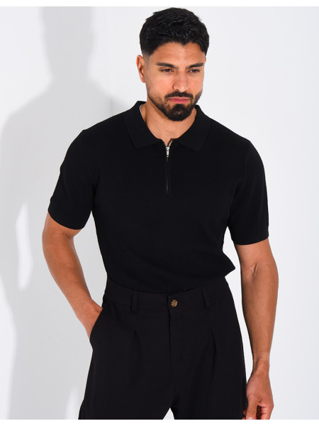 Polo texturé à zip