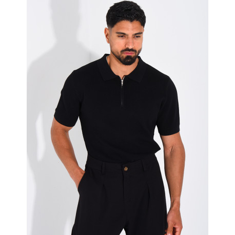 Polo texturé à zip