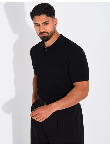 Polo texturé à zip