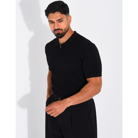 Polo texturé à zip