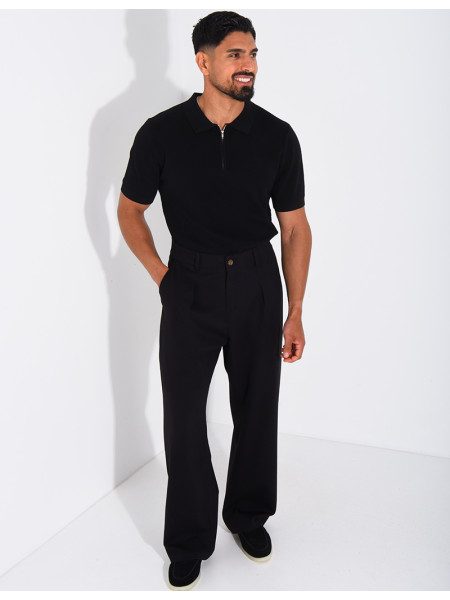 Polo texturé à zip