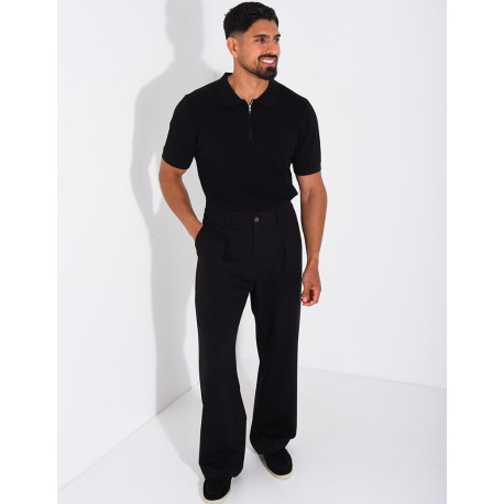 Polo texturé à zip