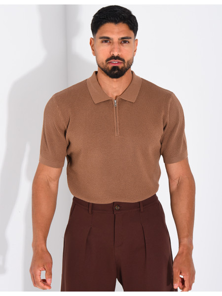 Polo texturé à zip