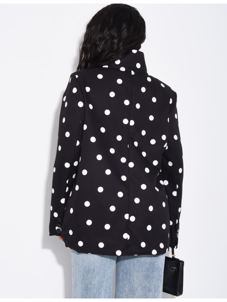 Veste de blazer col montant fendue sur l'avant à pois