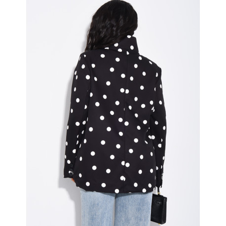 Veste de blazer col montant fendue sur l'avant à pois