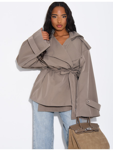 Trench court avec ceinture