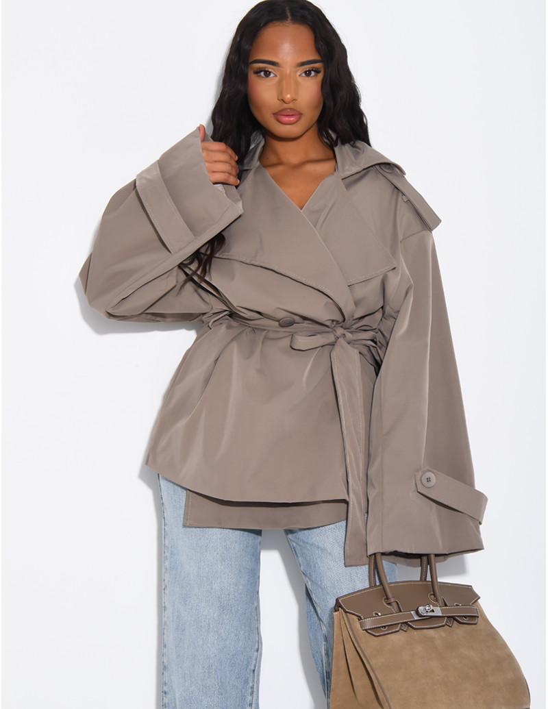 Trench court avec ceinture